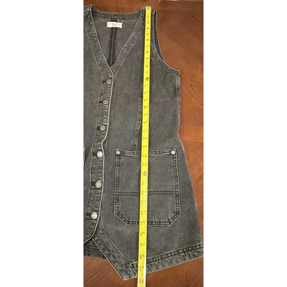 We The Free Free People Black Denim Button Front Vest Mini Dress Medium